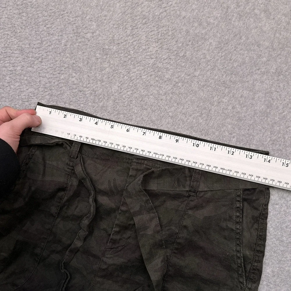 Level 99 Bette Seamed Trouser Size 28 Midnight Camo Belted High Rise Linen Blend - Picture 6 of 11